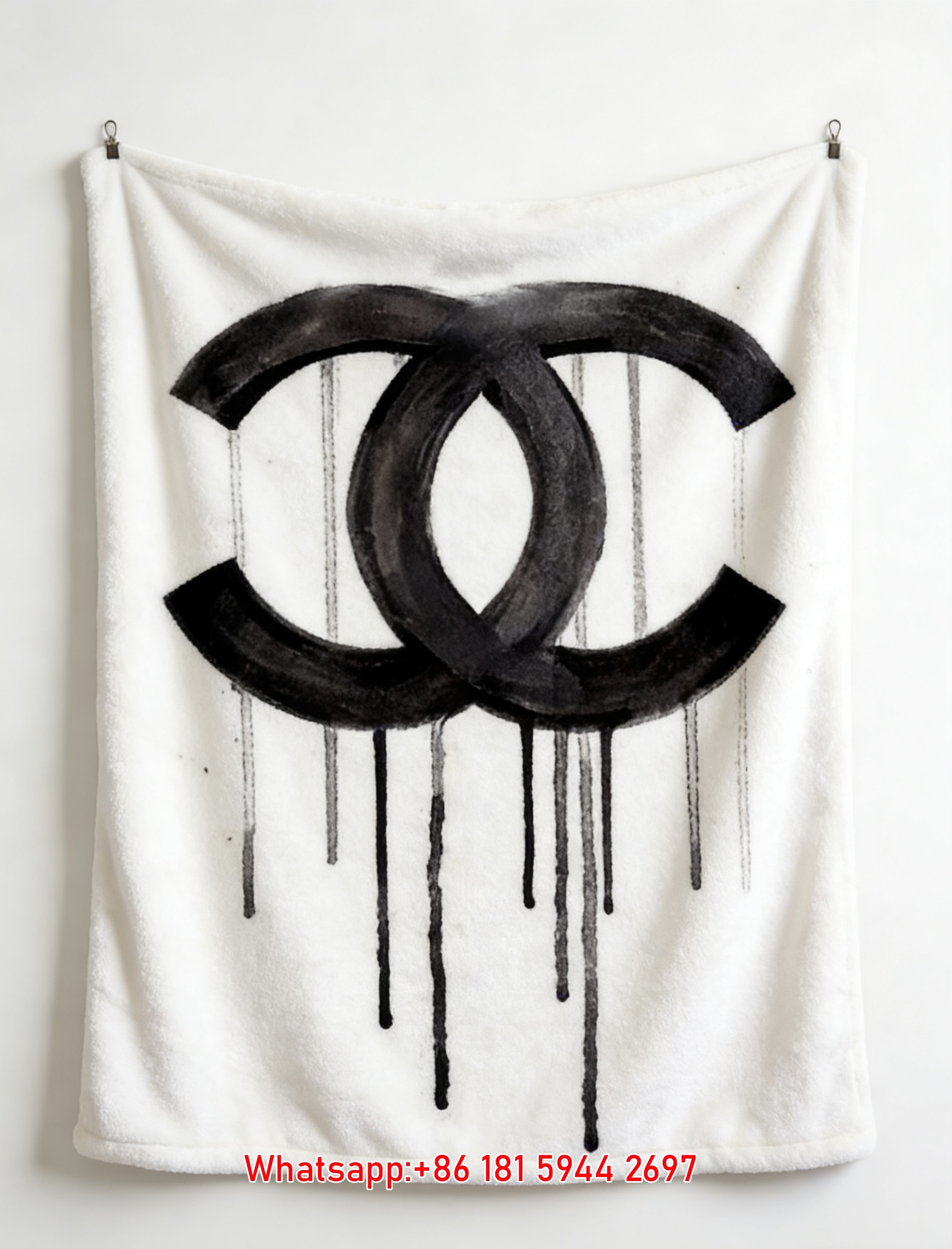 Dripping Paint Chanel CC Logo Flannel Throw Blanket IMG_7110